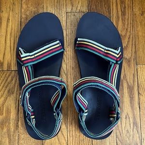 Teva-Hudson’s Bay Universal- navy w white, yellow, red, green stripes HBC collab